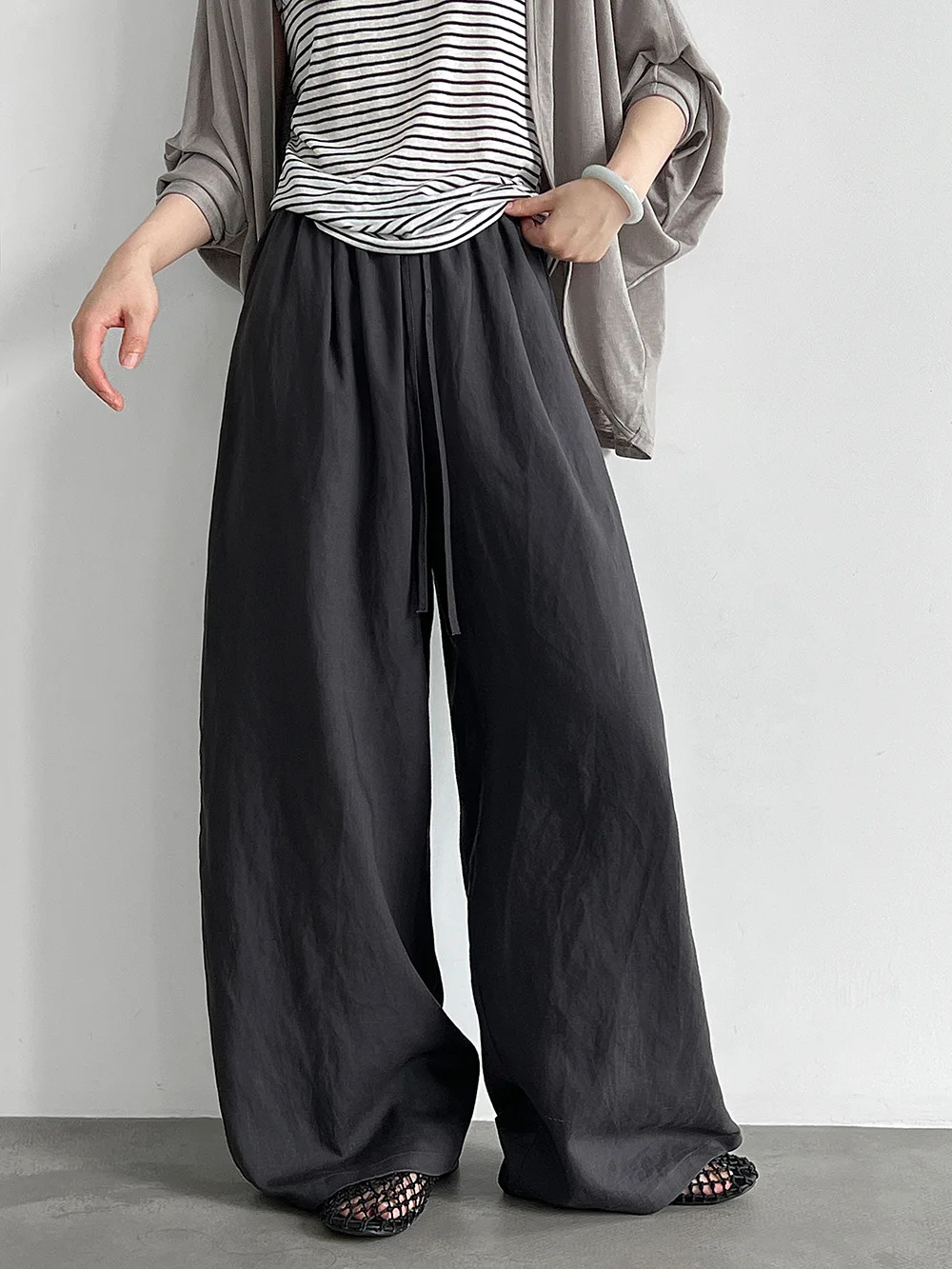 Tencel Linen Blending High Quality Women Casual High Waist Long Pants Fashion Wide Leg Pants Women Clothes Trousers