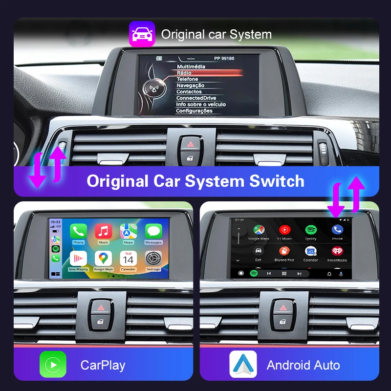 Wireless CarPlay for BMW 3 4 Series F30 F31 F32 F33 F34 F35 F36 2012-2020, with Android Mirror Link AirPlay Car Play Function