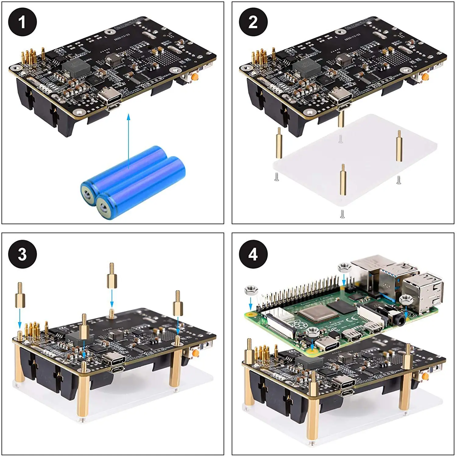 

A56XQ для Raspberry Pi 4, источник питания ИБП, бесперебойный ИБП HAT 18 650, резервная батарея, плата управления питанием