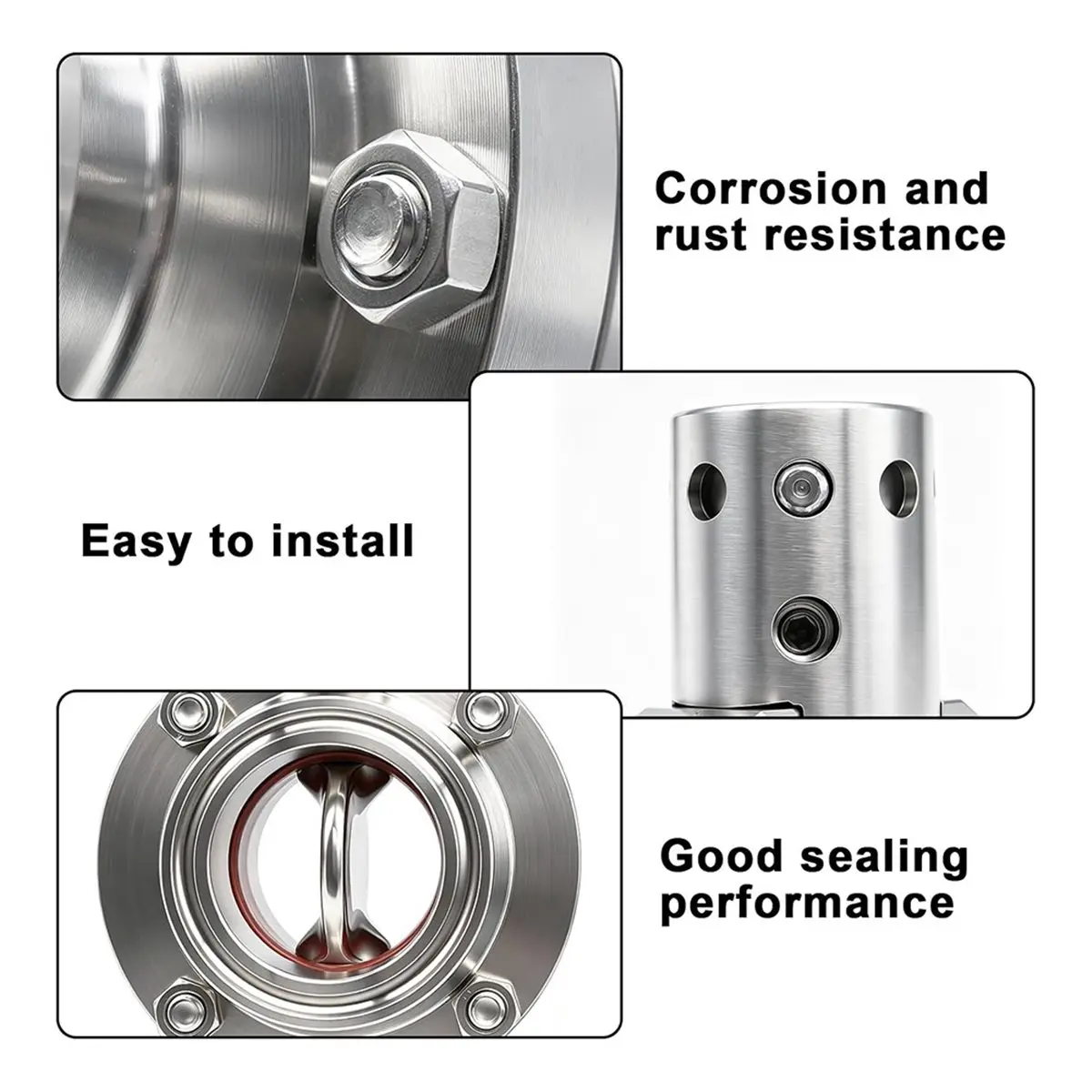 2 Pack 1.5 Inch Tri Clamp Sanitary Butterfly Valve with Pull Handle Stainless Steel 304 Tri Clamp (1.5