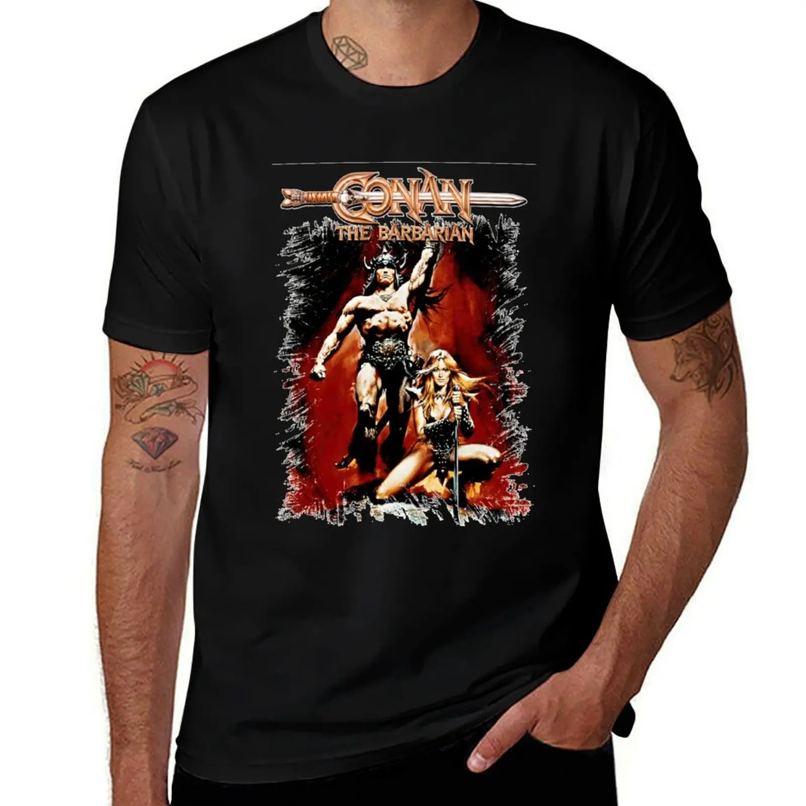 

man t cotton t He Funny fit shirts slim 100% Barbarian T-Shirt Essential shirts for Conan