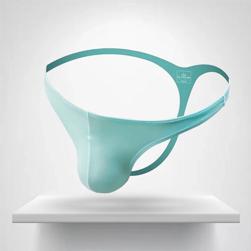 

Men's Low-Rise Solid Color U-Convex Elastic Tight-Fitting Sexy T-Back Underwear Ice Silk Smooth Exposed Buttocks Thong Breathable T-Pants