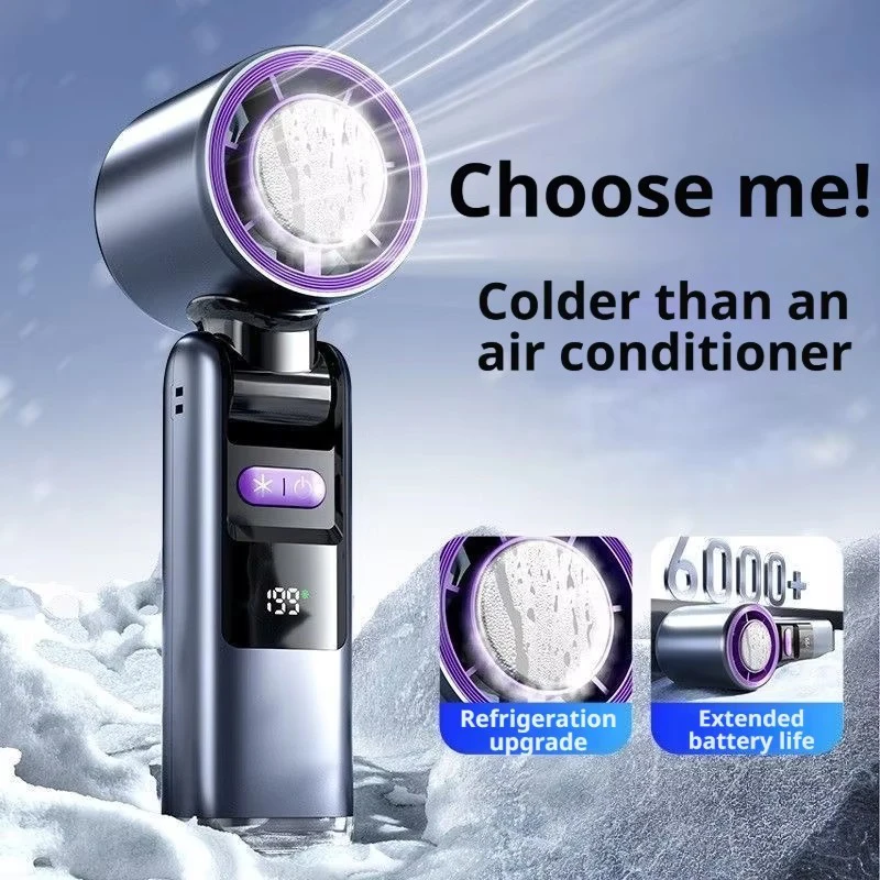 Handheld Turbocharged Mini Fan Foldable Pocket Fan Adjustable Wind Speed 1-199-speed Rechargeable Portable Fan Handheld Fans - Detail 1