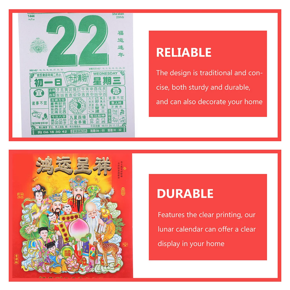 ورق عالي الجودة سنة أرنب تقويم صيني قابل للتمزيق عرض واضح للديكور المنزلي التقويم القمري لفة ورق الكرافت #3