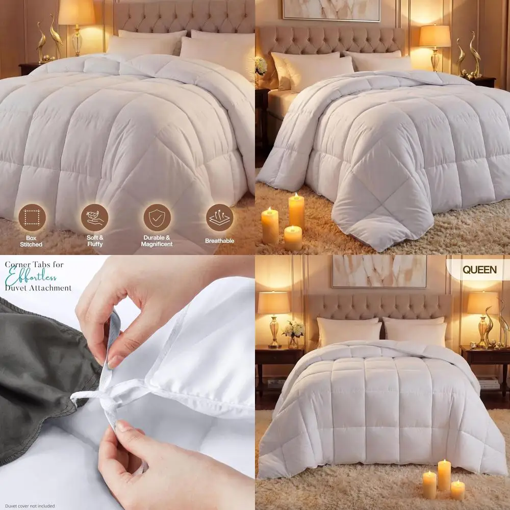 

Пуховое одеяло Comorter, стеганое одеяло Comorter с петлями, стеганое одеяло Box Stitched из искусственного пуха, размер Queen (белое)