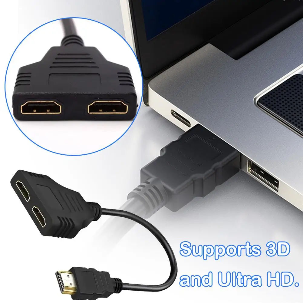 كابل محول مقسم متوافق مع HDMI ، مقسم Y للكمبيوتر المحمول ، شاشة تلفزيون ، 1 ذكر إلى مزدوج ، 2 اتجاه أنثى ، 4K ، 3D ، P ، H6S1