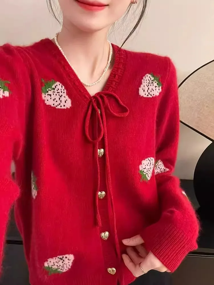 

Anti-Aging Camere Knitted Cardigan Long Sve Casual Lazy Sle Design Faionable Comfortable Women's Premium Sweater