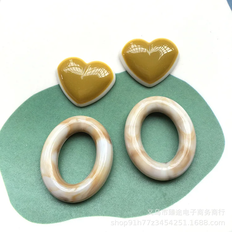 5pcs Japanese smudge oval hollow ring oval frame resin pendant accessories DIY handmade earrings wholesale