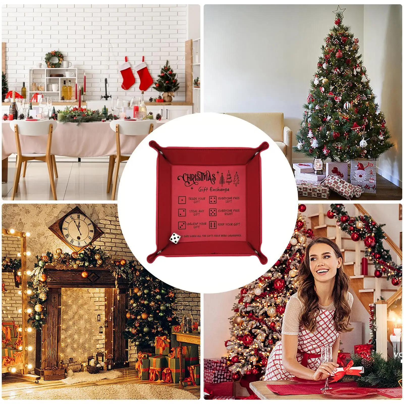 

Поднос для колечения игральных костей из искусственной кожи, складной поднос для хранения костей с гравировкой, для семейного сбора, праздничного общежития