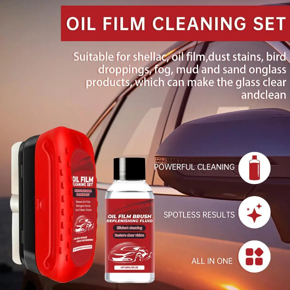 Car Window Crystal Clear Glass Cleaner Set Rainproof Decontamination Cleaning Car Window Glass Cleaning Brush Car Cleaning