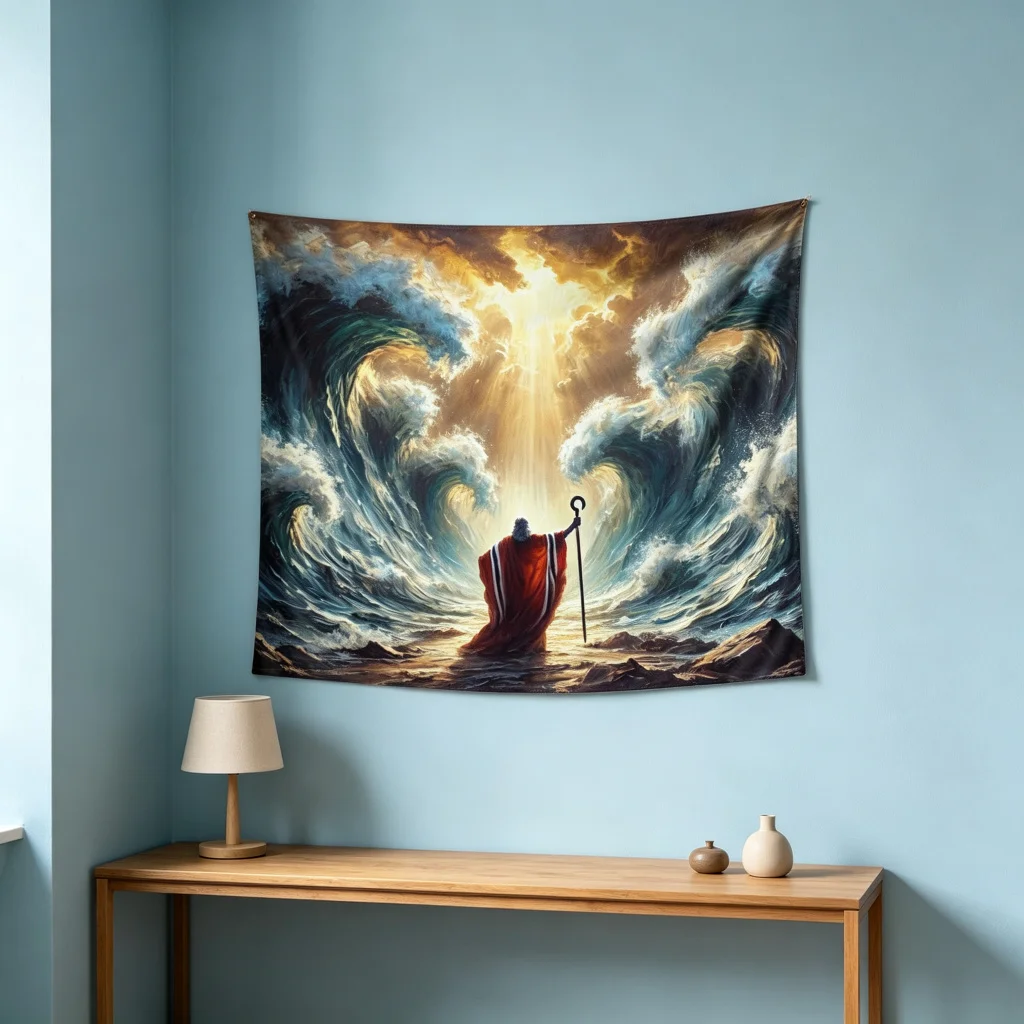 1PC Waves Print Backdrop Banner, Bedroom Living Room Photo Background, Polyester Wall Hanging, Home Decor, Wall Art