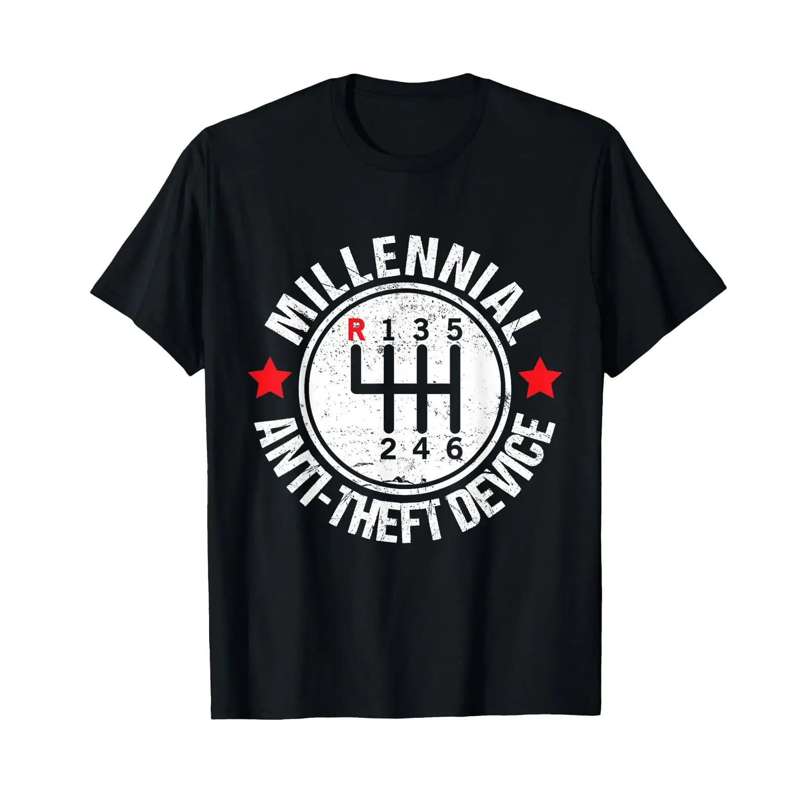 Manual Transmission Joke T Shirt Millennial Anti Theft Device vintage Washed Casual streetwear Slightly fashion Stretched