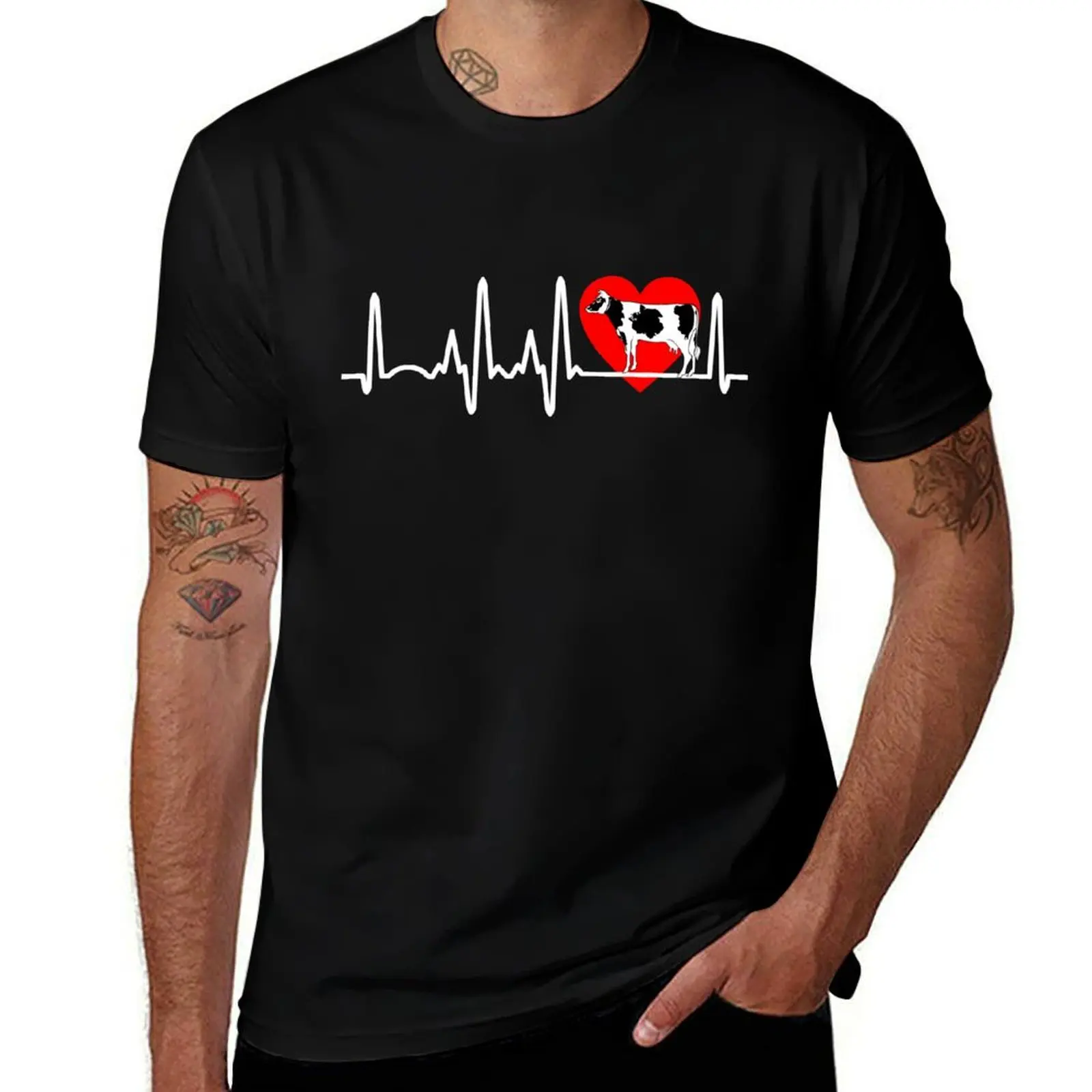 

Cow Heartbeat T-Shirt man t shirt cotton high quality cotton t shirts man 100% mens graphic t shirts T-Shirt