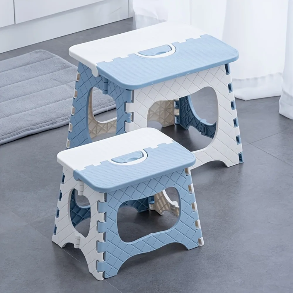 1pc Thickened Plastic Folding Stool, Portable Mini Outdoor Chair Bench Bedroom, Living Room, Bathroom Stool