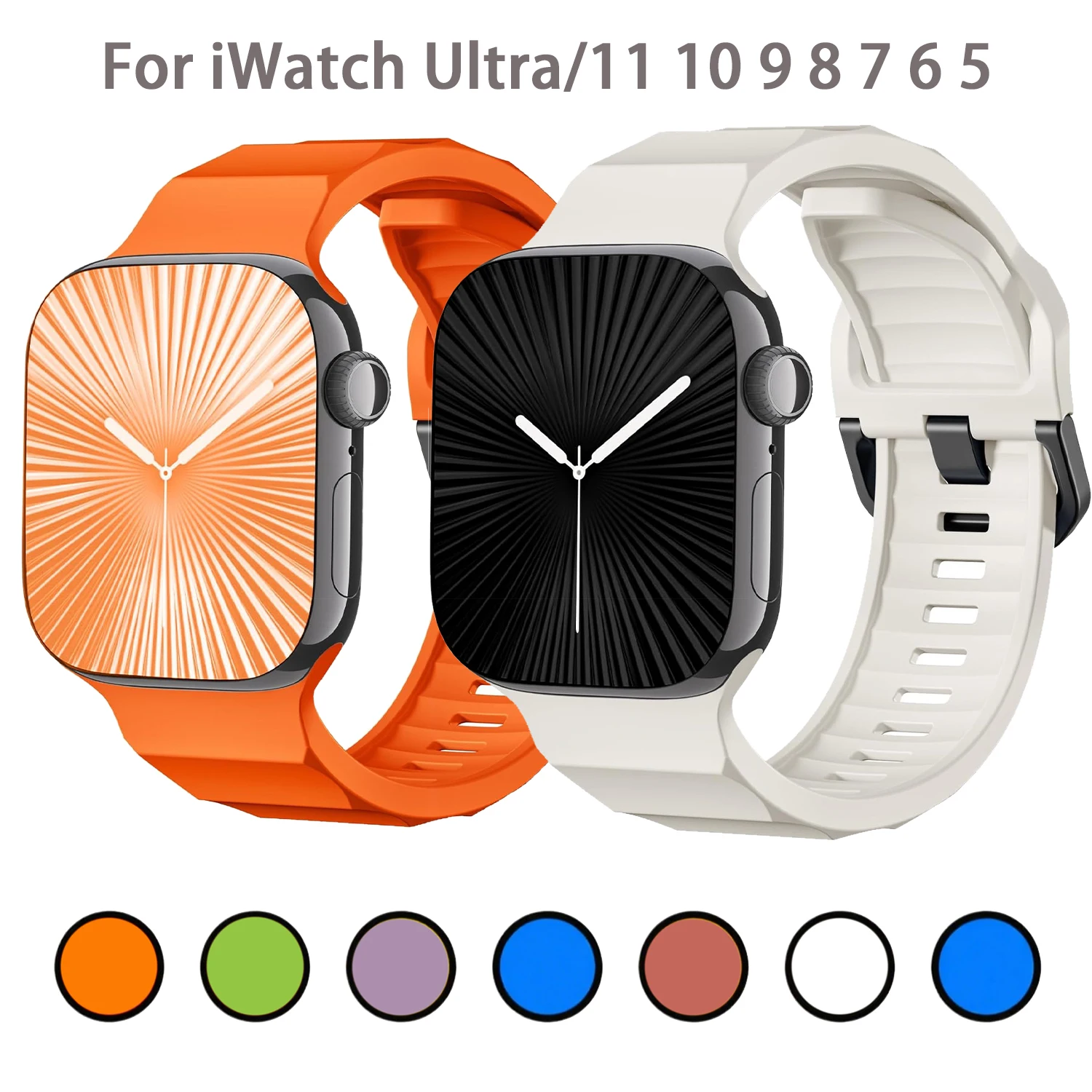 Silikonarmband für Apple Watch Ultra 49 mm 11/10 46 mm 42 mm iWatch 9 8 7 45 mm 41 mm Wellenarmband Armband 6 5 SE3 44 mm 40 mm 38 mm