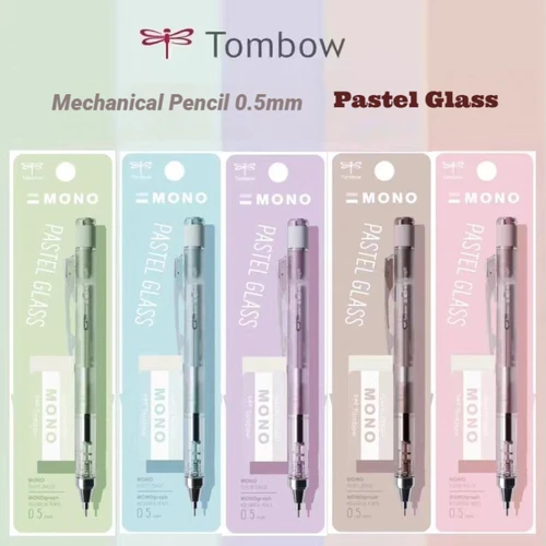 TOMBOW-Juego de borrador de lápiz mecánico MONO, edición Límite de Color Mineral de vidrio Pastel de 0,5mm, papelería japonesa, suministros escolares