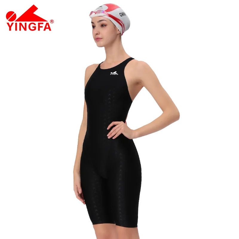 YINGFA 925 FINA Sharkskin One Piece Swimsuit Knee Length Racing Swimsuit Female Swimming Women Professional Sporty Swimwear
