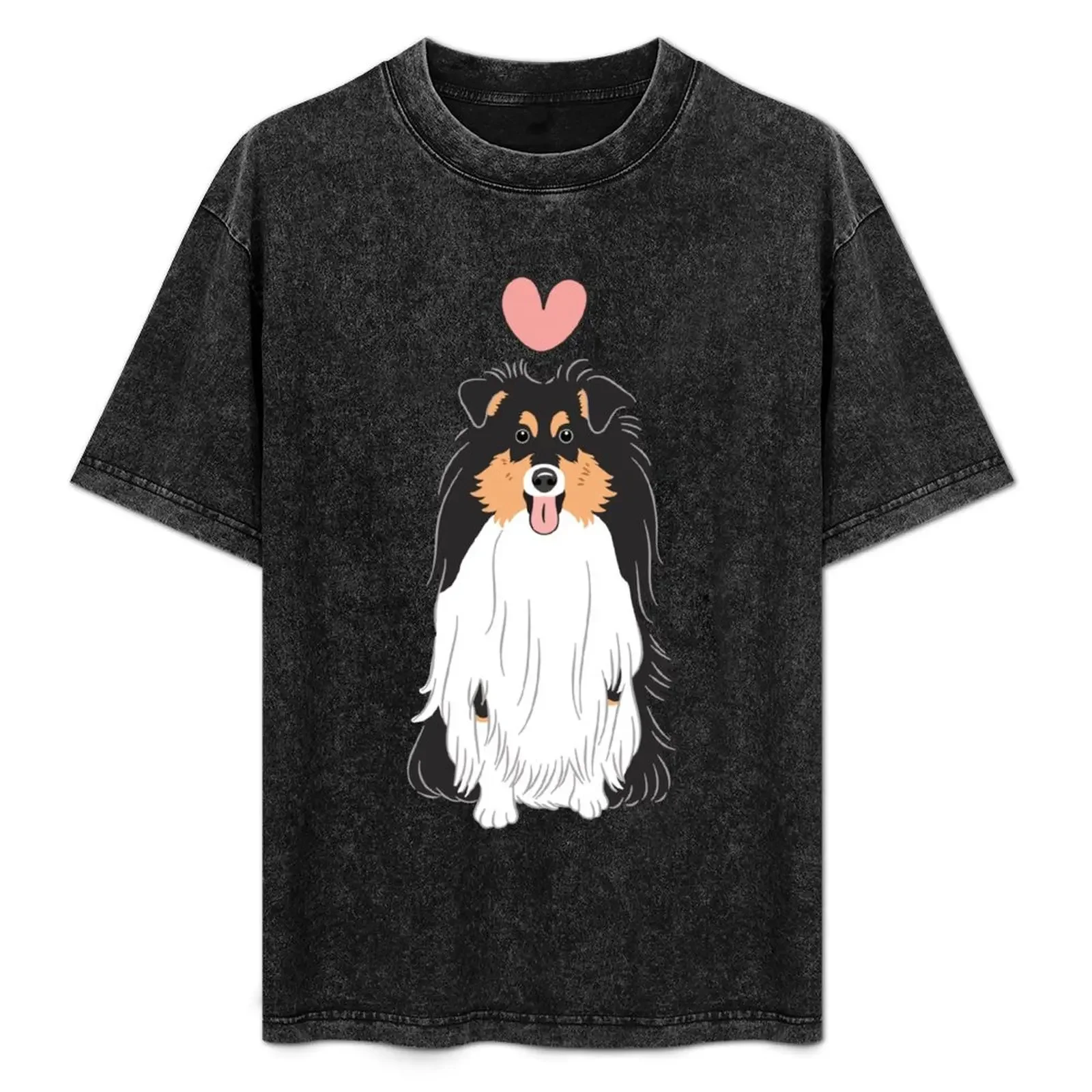 

LOVE Tri Color Sheltie Dog Shetland Sheepdog T-Shirt custom shirt baggy shirts blanks quick drying anime shirts men