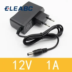 AC 100V-240V 컨버터 전원 어댑터, DC 12V 1A 1000mA 전원 공급 장치, EU 플러그, DC 5.5mm x 2.1mm, 12V 1A, 1 개