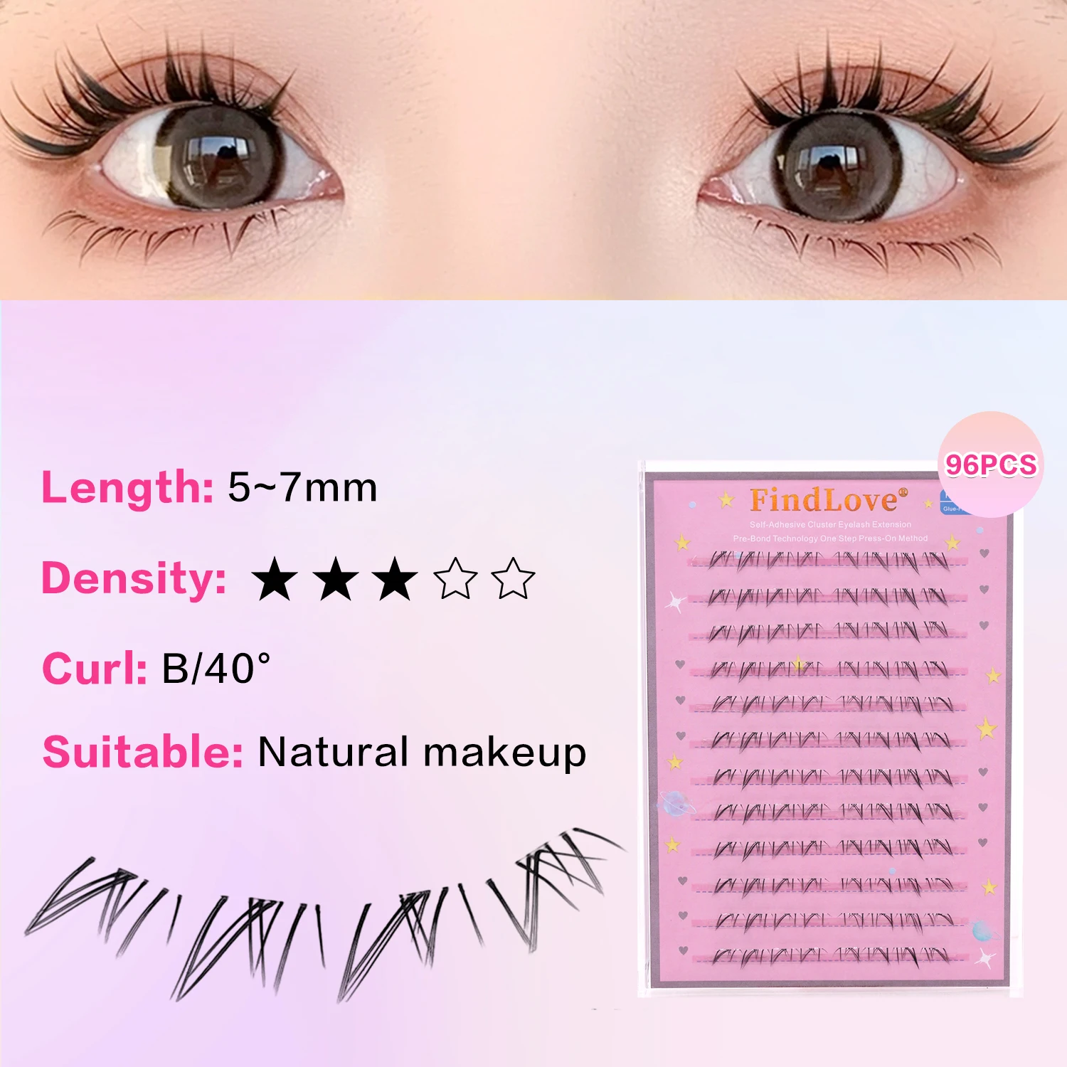 12 Reihen natürliche untere Wimpern 5–7 mm untere Wimpern mit selbstklebendem, unsichtbarem, vorgeklebtem Wimpern, transparentes Band, wiederverwendbare Make-up-Werkzeuge