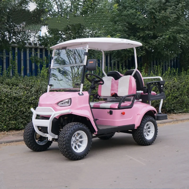 China Factory Mini Electric Off-Road 4 Passenger Club Car Foldable Rear Seat + Built-In Storage Box Electric Golf Cart For Sale