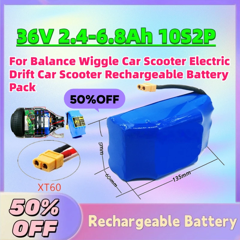 

In Stock 36V 2.4-6.8Ah 10S2P Li-Ion Battery For Balance Wiggle Car Scooter Electric Drift Car Scooter Rechargeable Battery Pack