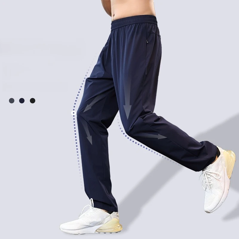 

Workout Men's Sports Running Pants Joggers Straight Active Sweatpants Jogging Striped Trousers With Zipper Pockets Loose Fit