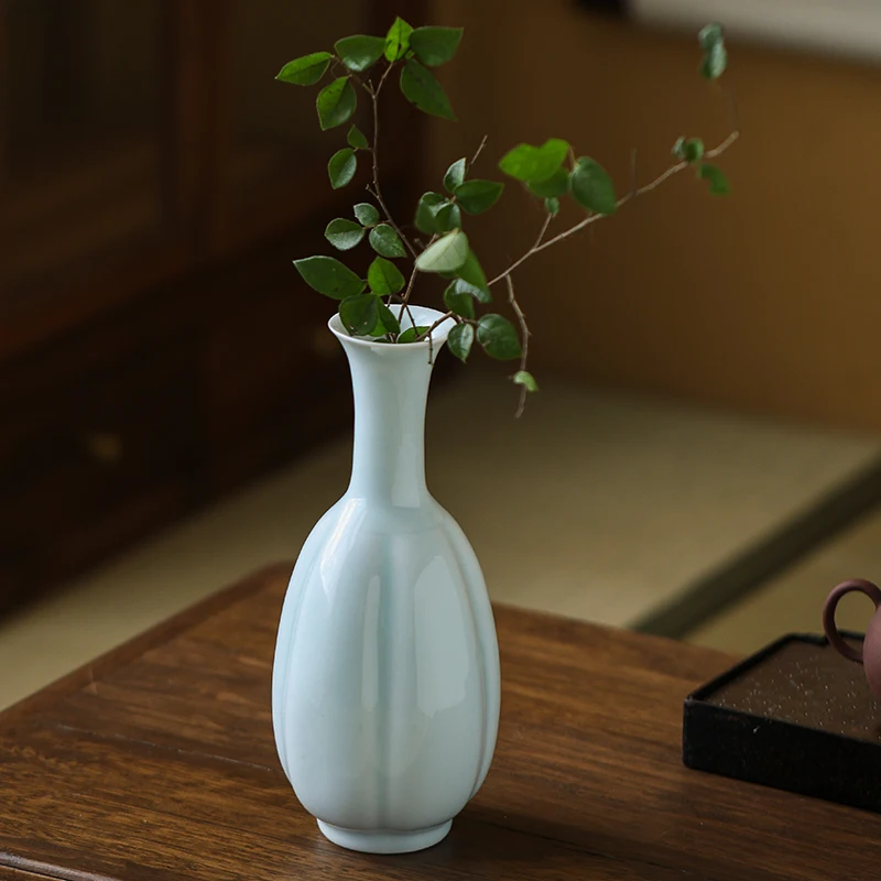 

Jingdezhen porcelain antique shadow celadon vase modern simple flower arrangement dry flower living room home decoration