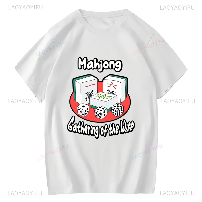 

Футболка с графическим принтом Маджонга, модная повседневная рубашка унисекс, Повседневная Уличная футболка Маджонга для влюбленных, футболка большого размера с круглым вырезом