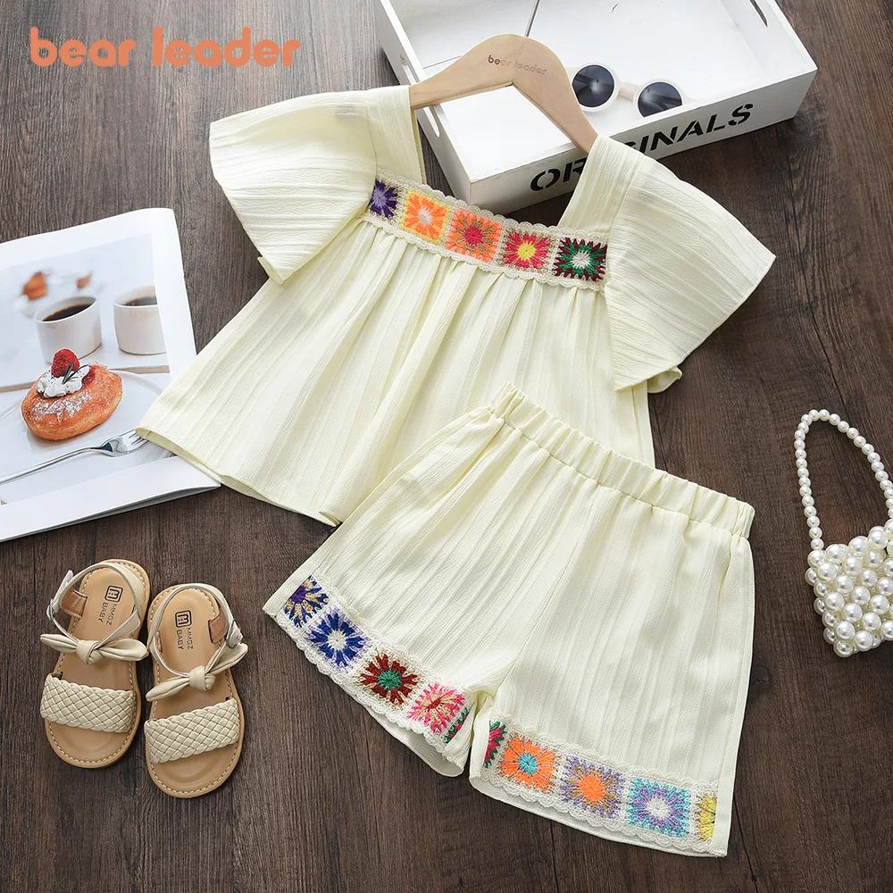 Bär Führer Version Kinder Kleidung Mädchen Sommer Rosa Ärmelloses Gedruckt Square Neck Top + Shorts Koreanische Mode Casual 2-stück Set