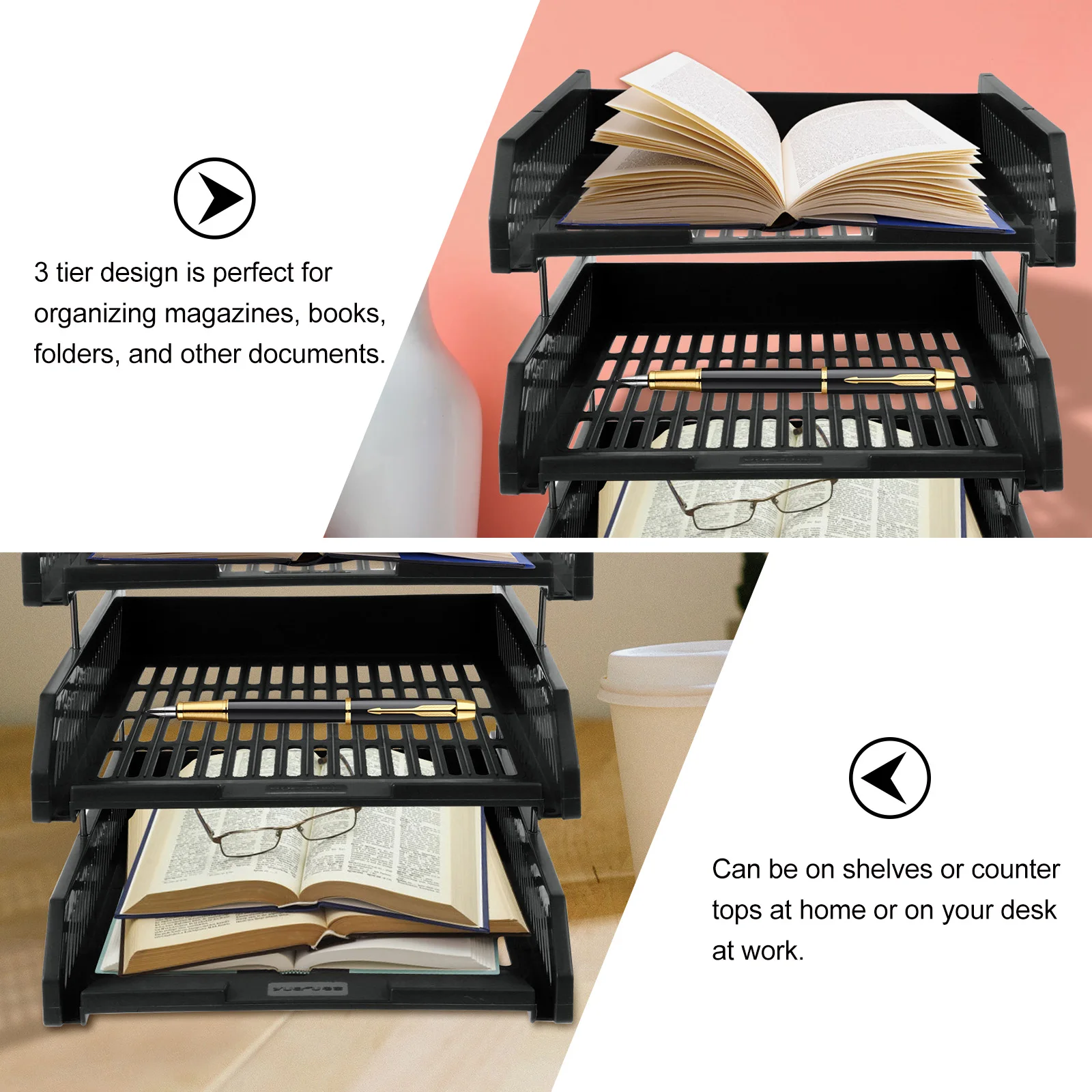

File Storage Rack Office Document Holder Organizer for Desk Electric Wire Pp Soft Glue