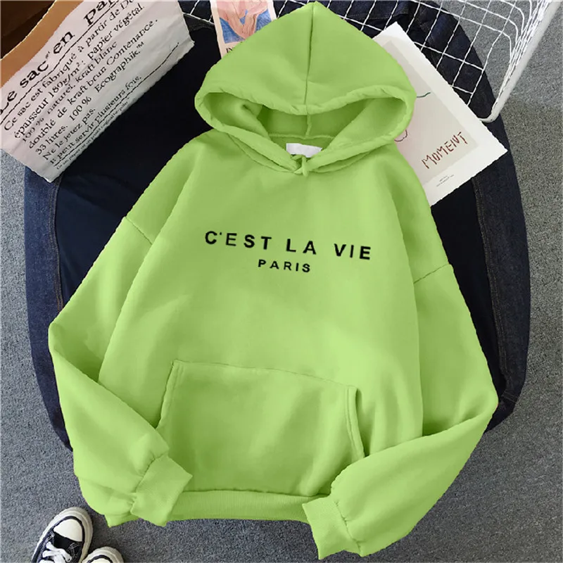 2026 Herbst Winter Damen Fleece-Hoodies Dicke Warme Damen-Langarm-Kapuzenpullover Lässiger Bedruckter Locker Sitzender Damen-Pullover – Detail 6