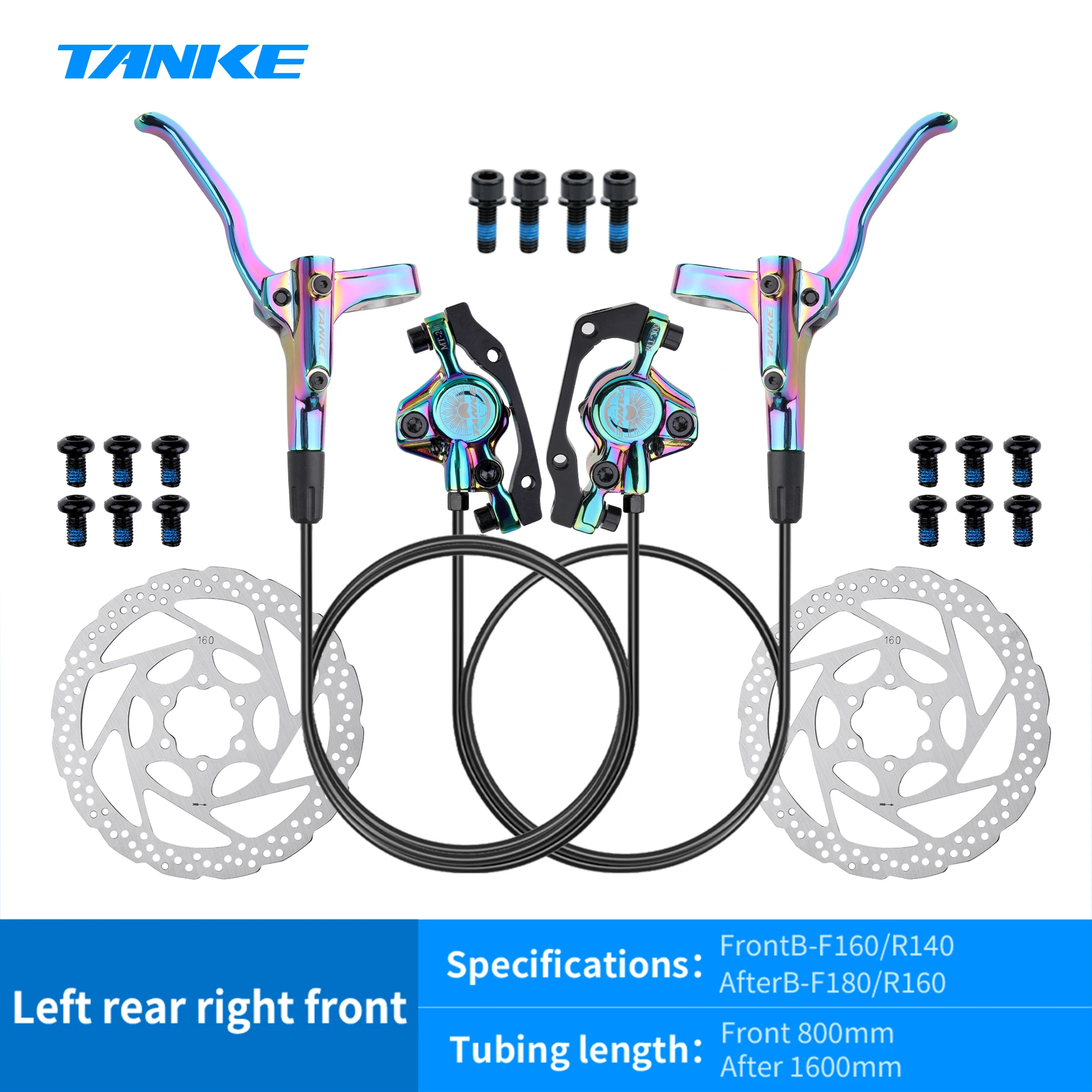 TANKE MT200 Fiets Hydraulische Schijfrem MTB Rem BL BR 800/1600mm Fietsrem 2 Zuiger 3 Vinger Stalen hendel Fietsonderdelen Upgrade