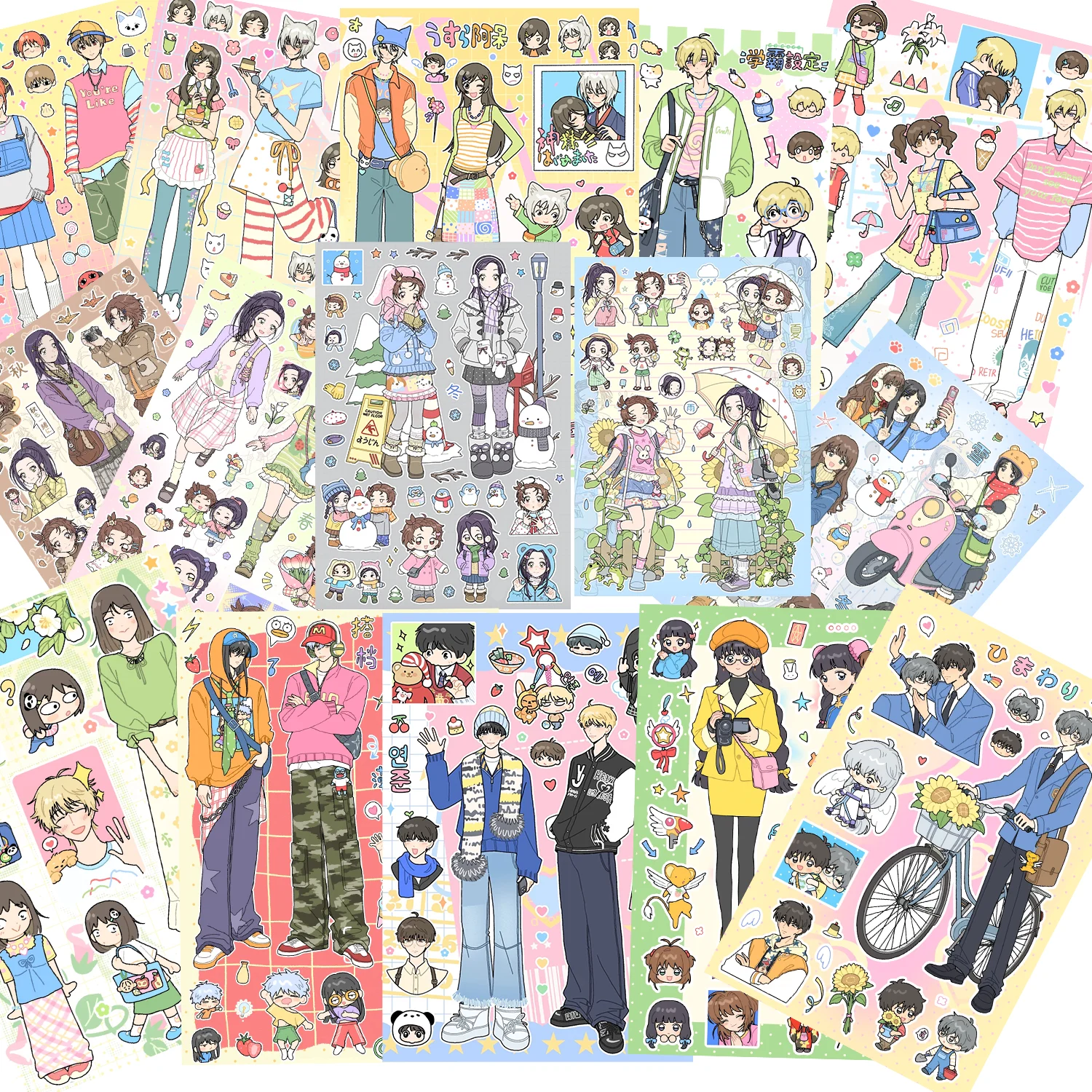 Kawaii Anime Sticker Cute Cartoon Characters Daily Life Seasonal Decorations for Journals