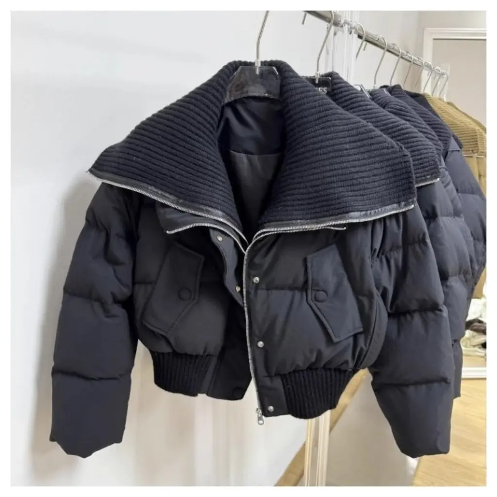 

Women's High Waist Short Jacket New Cotton Warm Winter Fashionable Large Lapel Solid Color Easy to Match Quality Clothing