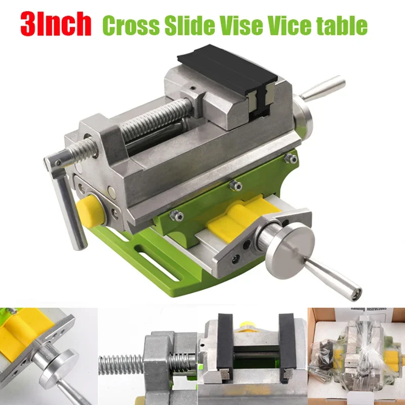 3 Inch Cross Slide Vise Vice Table Compound Table Worktable Bench Alunimun Alloy Body for Milling Drilling