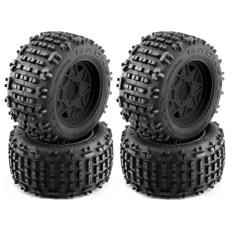 4Pcs 152mm 1/8 1/10 Monster Truck Tire with 12/14/17mm Wheel Hex for TRAXXAS Sledge E-Revo ARRMA KRATON Outcast,Black