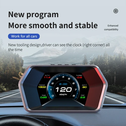 Imagen 2 del producto Proyector de parabrisas para ordenador a bordo, GPS OBD2, electrónica para coche, pantalla Digital Head Up, OBD + GPS Smart P17 para advertencia de exceso de velocidad HUD