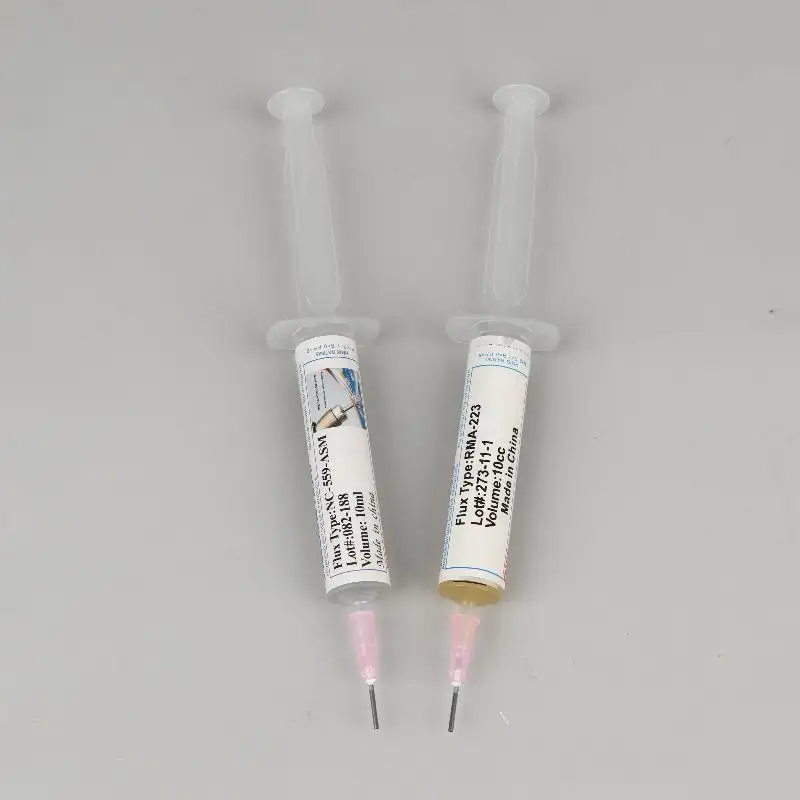 Syringe Solder Paste Flux With Plunger Needle Tip Easy Control No Waste No Clean Soldering Flux For BGA PGA SM
