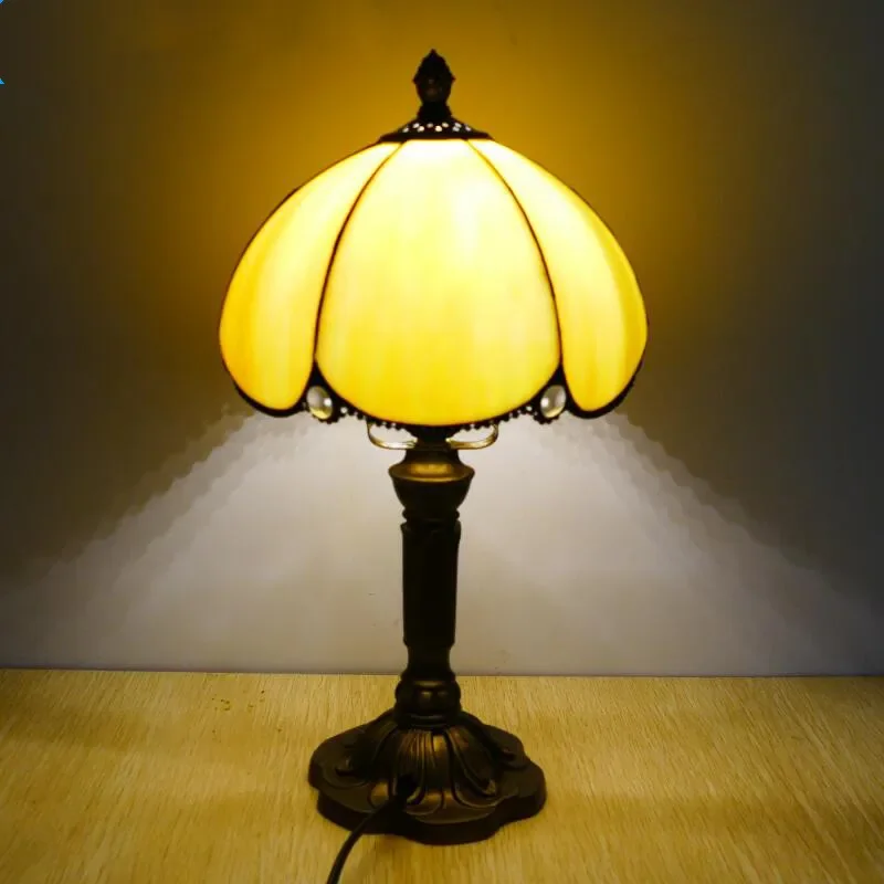 Barokke tafellamp Kleur glazen lampenkap Harsbasis Retro mediterrane stijl tafellamp Slaapkamer Eetkamer Kunst Bureaulamp