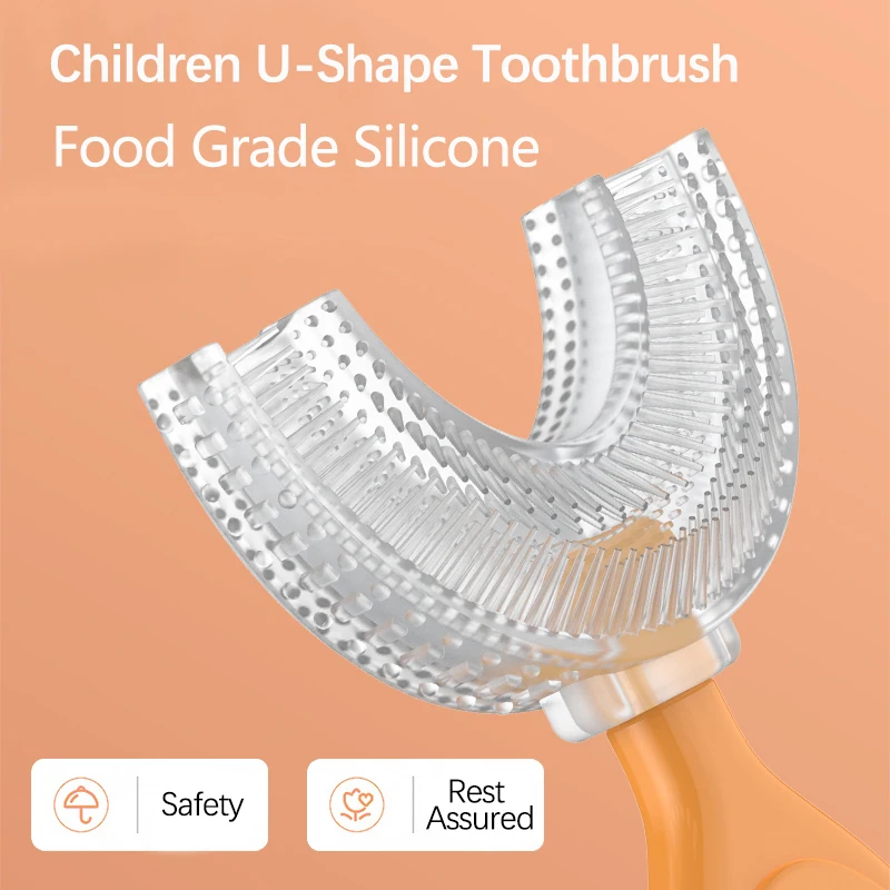 Silicone bebê macio u-forma escova de dentes bpa livre silicone infantil dentes limpo escova de grau alimentício silicone bebê cuidados de saúde oral