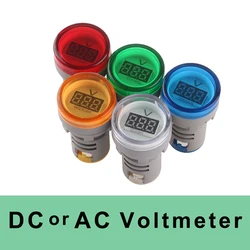 1PC 22MM DC5-60V or AC60-500V LED Voltmeter Voltage Meter Indicator Pilot Light Red Yellow Green White Blue MINI Digital Meter