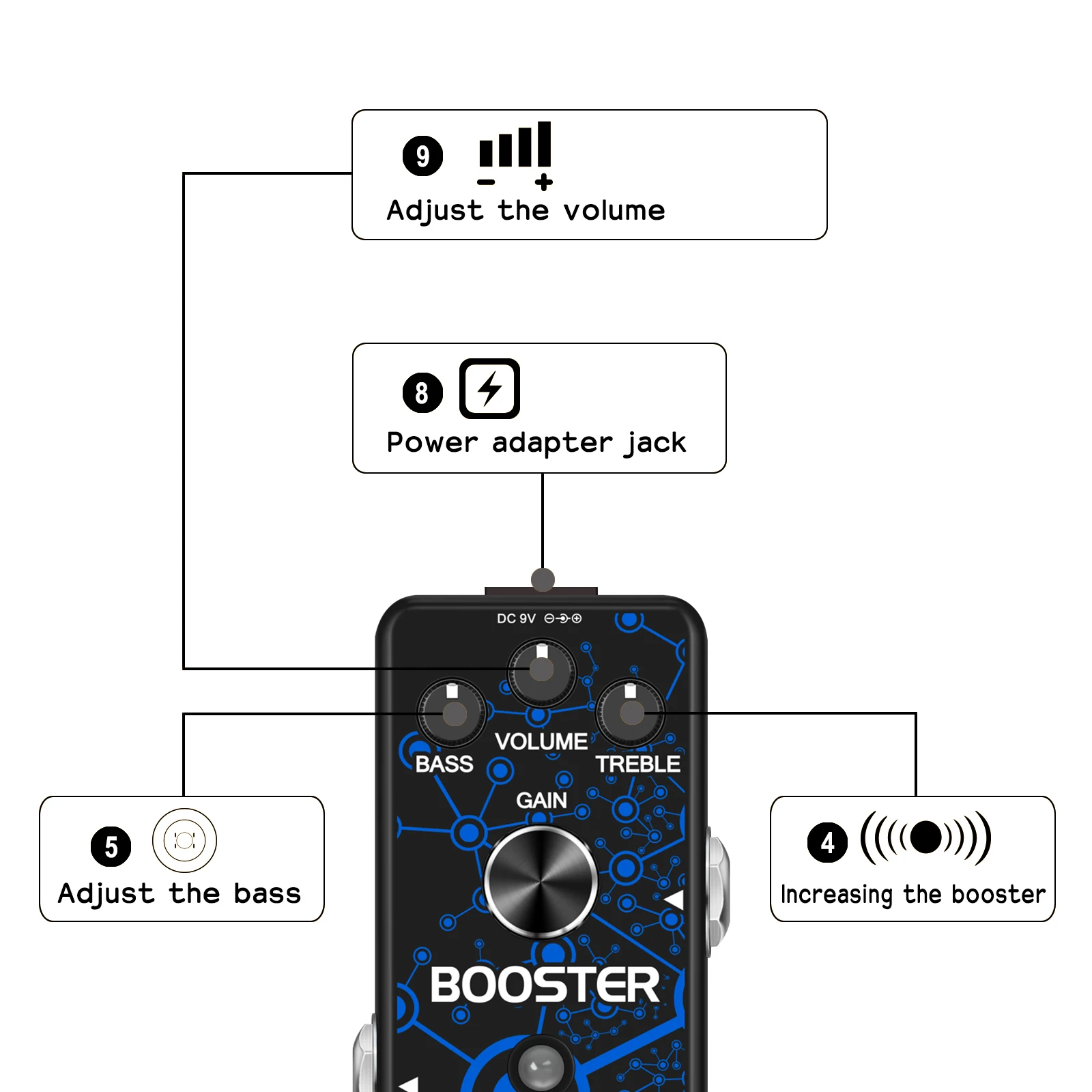 VSN-Analog Boost Effects Pedals for Electric Guitar, True Bypass, Booster, Pure, Clean, Mini effector for electric guitar bass