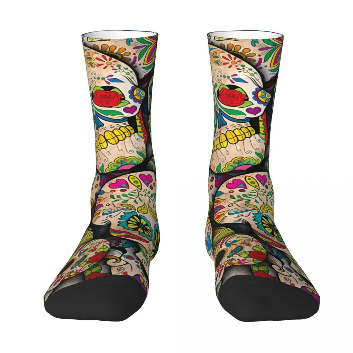 Sugar Skull Collage Day Of The Dead Mexico Skull Unisex Winter Socks Cycling Happy Socks street style Crazy Sock