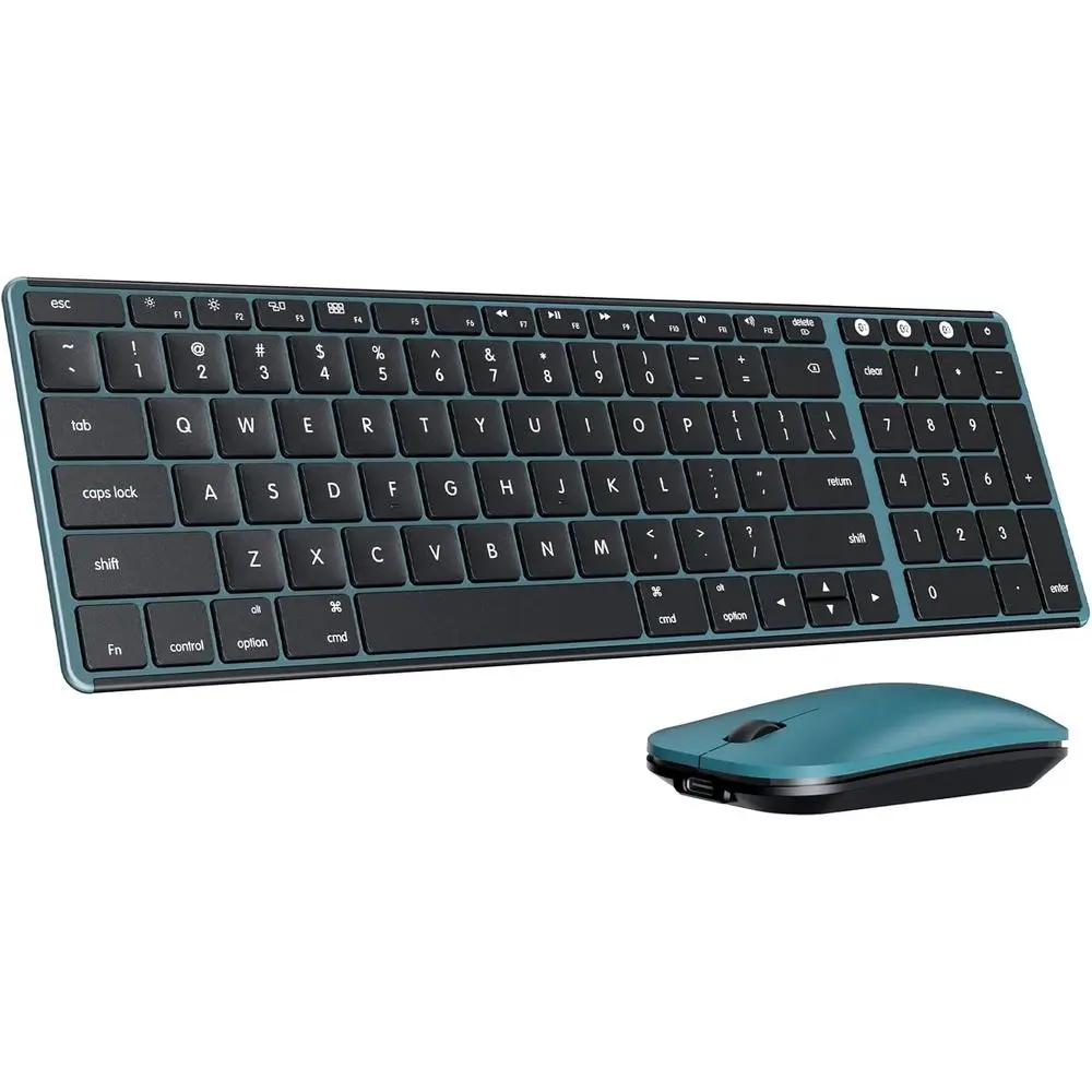 Wireless Keyboard and Mouse Combo, Rechargeable Silent Compact Design, Multi-Device Connectivity, Compatible with MacBook Pro/Ai