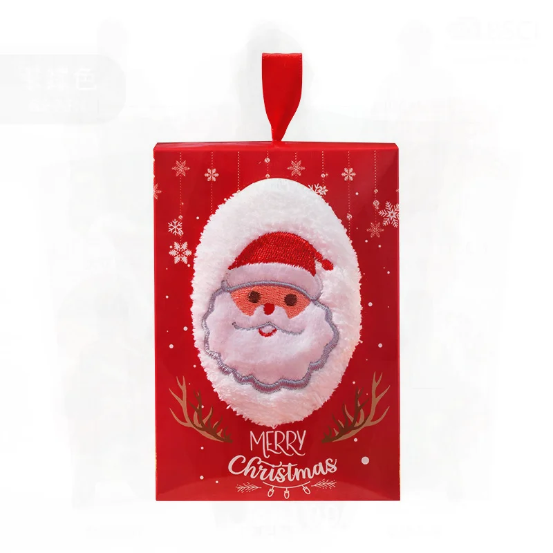 

Kindergarten Christmas Themed Towel Creative Hand Gift Decorative Handkerchief with Cartoon Santa Claus Snowman Reindeer Designs