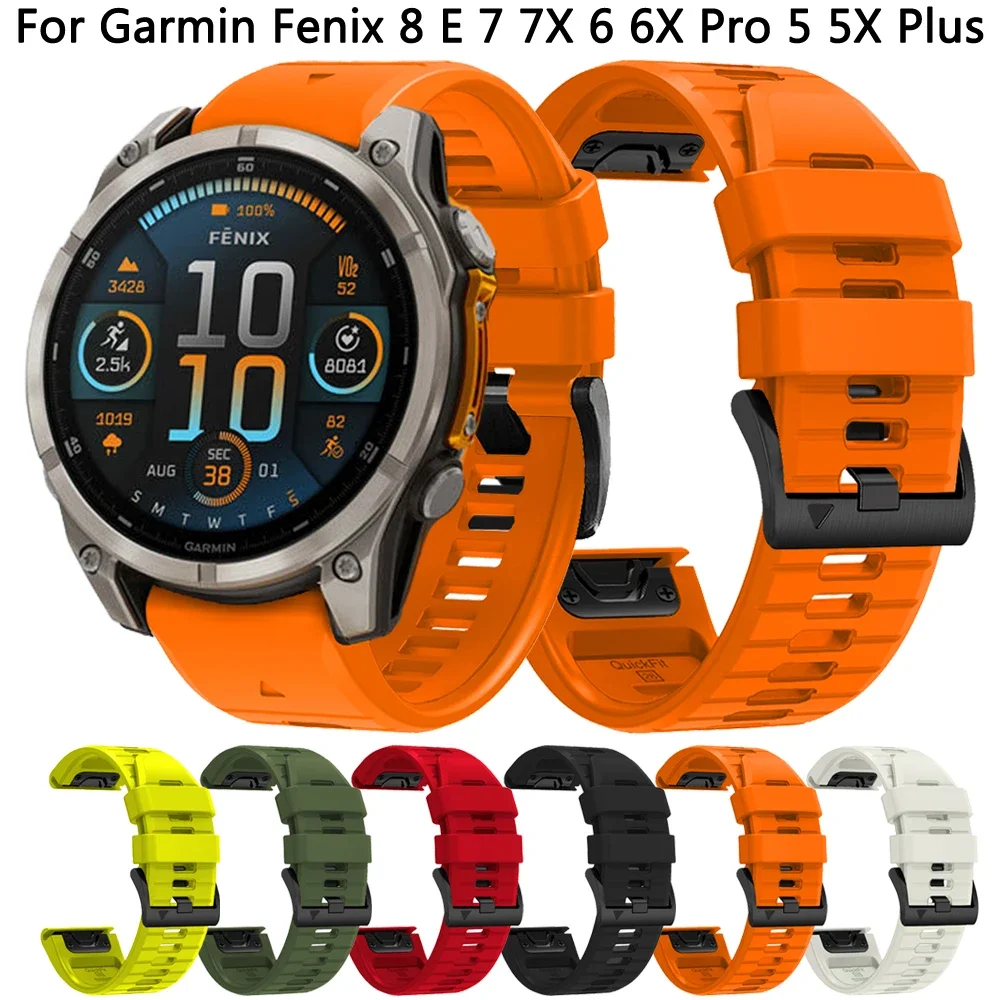 

Silicone Strap 26mm 22mm For Garmin Fenix 8 E 7 7X 6X 6 5X 5 Quickfit Band Epix Pro Gen 2 47mm 51mm Enduro 3 Wristband Bracelet