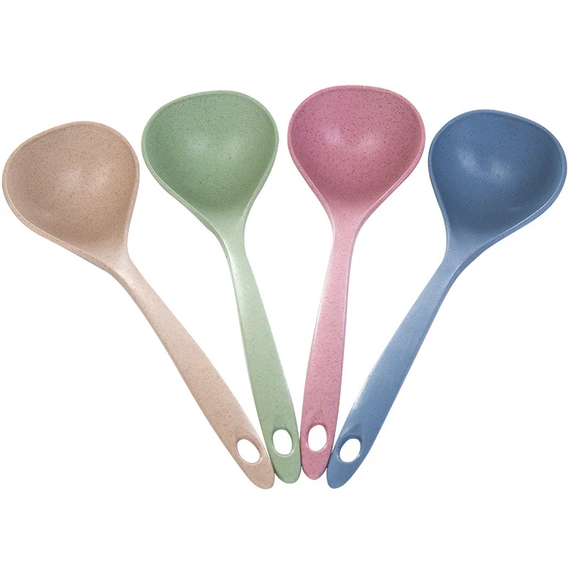 Wooden Ladle Soup Porridge Spoon wheat straw Spoon Soup Spoons for Eating Mixing Stirring Cooking Kitchen Cooking Tableware Tool