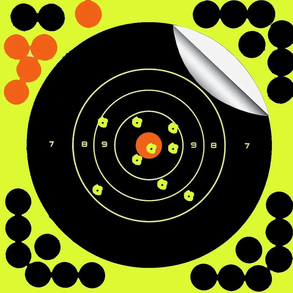 

10 PCS/Set 8 inch Fluorescent Splash Shooting Practice Target Stickers Training Target Paper Hunting Accessories A1