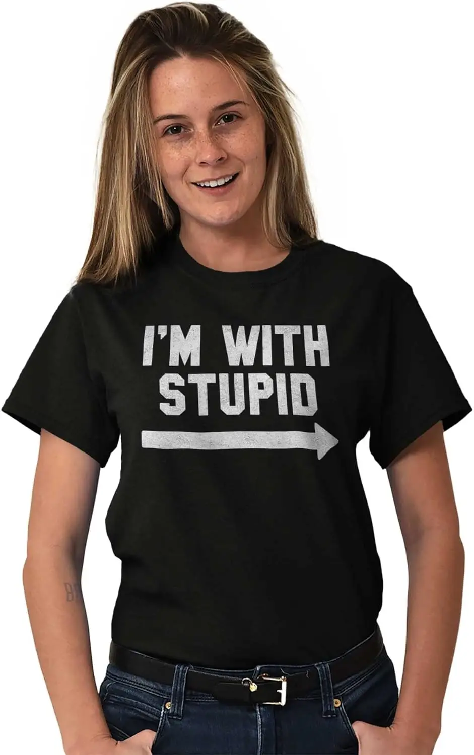 Ich bin mit Stupid Classic Rude Insult Grafik-T-Shirt für Männer oder Frauen
